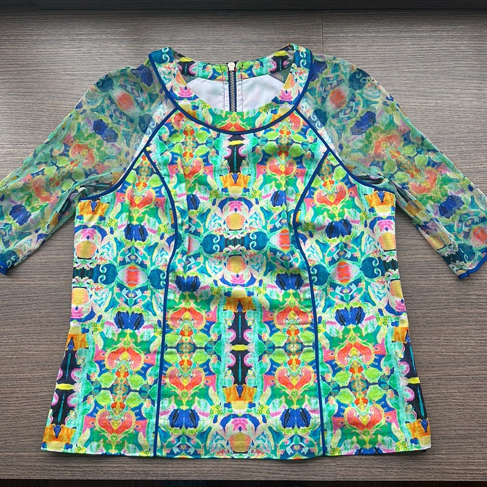 Milly of New York Paisley Ikat Print Shirt Women's Size 12